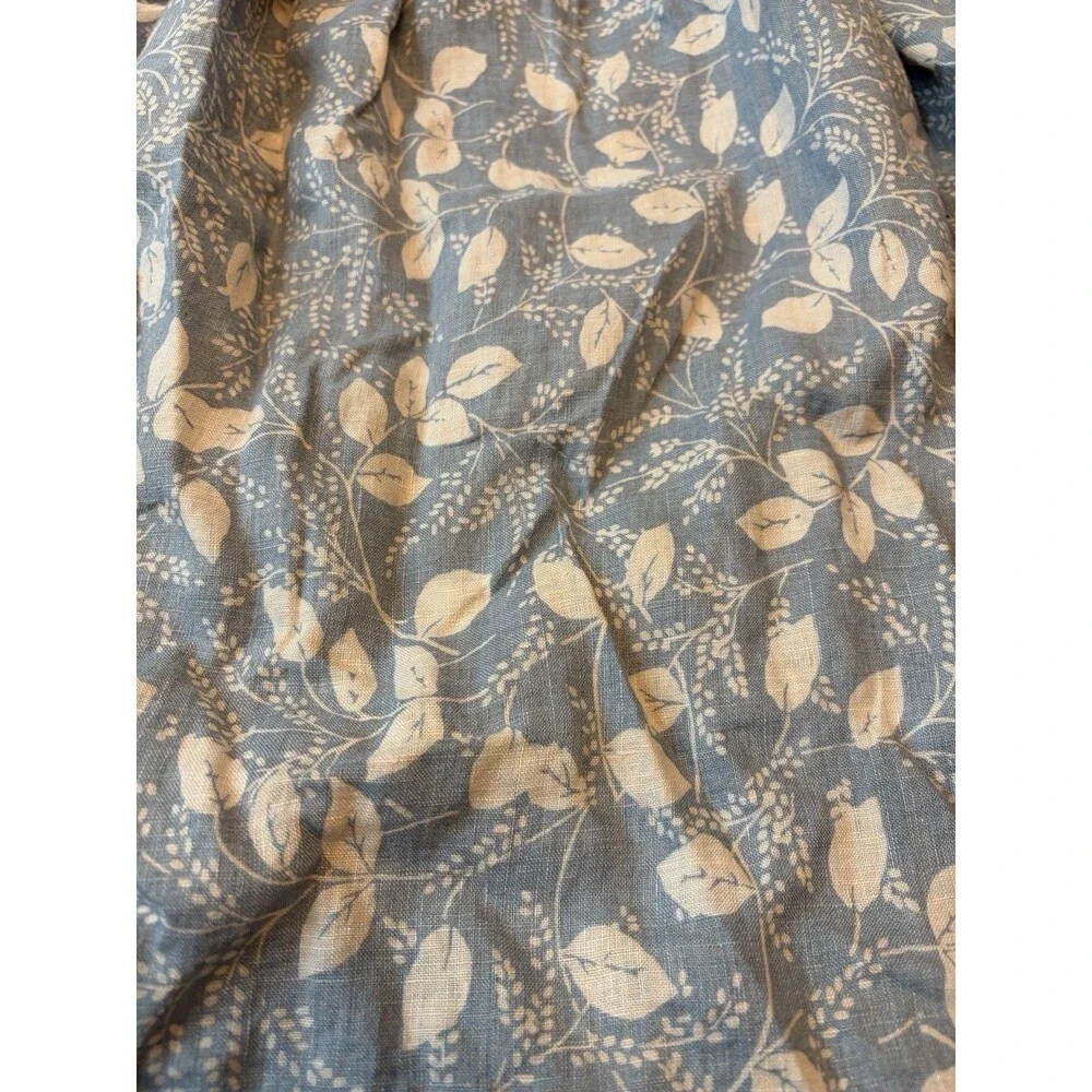 Free People Womans Dress Blue Paper Hearts Babydoll Floral Leaf Linen Size S